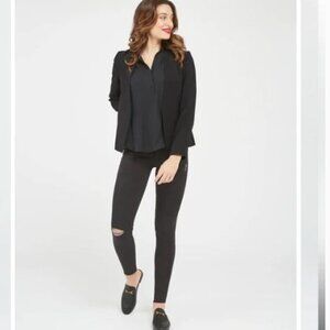 SPANX Ankle Skinny Pull On Jeans Vintage Distressed Black size‎ Large